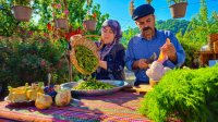 نخود فرنگی پلو محلی - زندگی روستایی - آشپزی در طبیعت