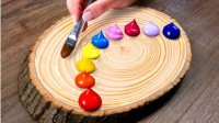 تکنیک های نقاشی با رنگ اکریلیک - نقاشی طبیعت زیبا روی چوب